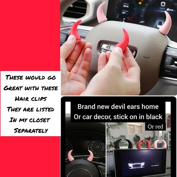 Spice Up Your Look w red devil horn Gothic Cosplay Hair Clips! In red new - Picture 5 of 5